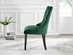 FurnitureboxUK Set of 2 Belgravia Deep Padded Soft Velvet & Chrome Knockerback Dining Chairs With Black Powder Coated Legs in Green - thumbnail 3