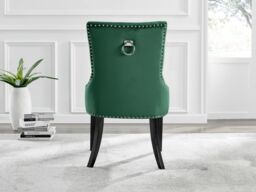 FurnitureboxUK Set of 2 Belgravia Deep Padded Soft Velvet & Chrome Knockerback Dining Chairs With Black Powder Coated Legs in Green - thumbnail 4