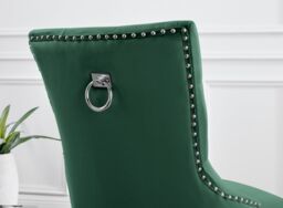 FurnitureboxUK Set of 2 Belgravia Deep Padded Soft Velvet & Chrome Knockerback Dining Chairs With Black Powder Coated Legs in Green - thumbnail 5