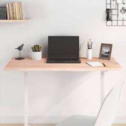 Berkfield Home Table Top 100x50x2 cm Untreated Solid Wood Oak in Light Tan - Size: 100 x 50 x 2 cm - thumbnail 2