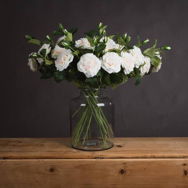 Love Lace White Garden Rose Spray Artificial Flower - image 1