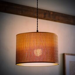 ValueLights Mollie Ombre Natural Bamboo Drum EasyFit Ceiling Pendant Shade & Bulb - thumbnail 1