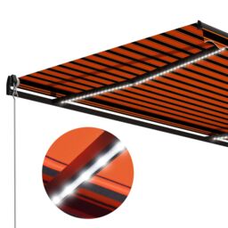 Berkfield Home Manual Retractable Awning with LED 300x250 cm Orange & Brown - thumbnail 5