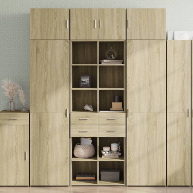 Berkfield Home Highboard Sonoma Oak 70x42.5x185 cm Engineered Wood in Light Oak - image 1