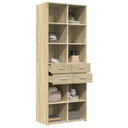 Berkfield Home Highboard Sonoma Oak 70x42.5x185 cm Engineered Wood in Light Oak - thumbnail 3