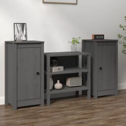 Berkfield Home Sideboards 2 pcs Grey 40x35x80 cm Solid Wood Pine - Size: 40 x 35 x 80 cm - thumbnail 1