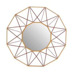 Orsina Geometric Style Wall Mirror Luxurious Antique Gold Finish Accent Mirror Round Copper Decorative Mirror - thumbnail 1