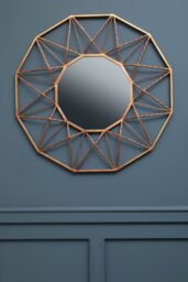 Orsina Geometric Style Wall Mirror Luxurious Antique Gold Finish Accent Mirror Round Copper Decorative Mirror - thumbnail 2