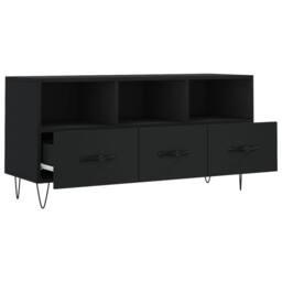 Berkfield Home TV Cabinet Black 102x36x50 cm Engineered Wood - Size: 102 x 36 x 50 cm - thumbnail 6
