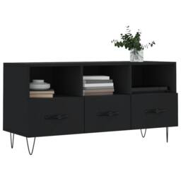 Berkfield Home TV Cabinet Black 102x36x50 cm Engineered Wood - Size: 102 x 36 x 50 cm - thumbnail 1