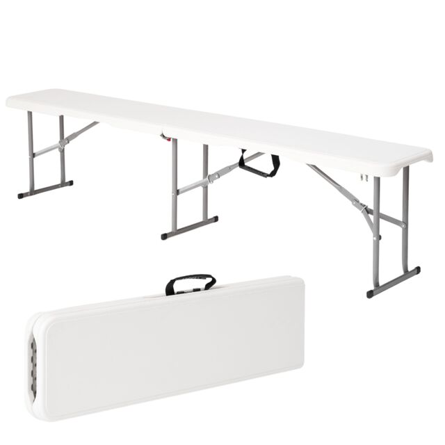 Novecrafto Durable 6ft Folding Bench Seat - Portable Plastic Bench with Convenient Carry Handle for Garden, Picnic, Party, & Camping in White - image 1