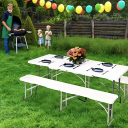 Novecrafto Durable 6ft Folding Bench Seat - Portable Plastic Bench with Convenient Carry Handle for Garden, Picnic, Party, & Camping in White - thumbnail 6