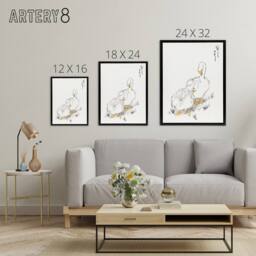 "Artery8 Two White Geese Japanese Framed Canvas Wall Art Print Kashu - Size: W12"" x H16""" - thumbnail 4
