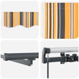 Berkfield Home Manual Retractable Awning with LED Multicolour Stripe 450x300 cm in Yellow - thumbnail 8
