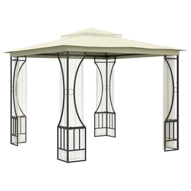 Berkfield Home Gazebo with Nets 300x300x265 cm Cream in Beige - Size: 300 x 300 x 265 cm - image 1