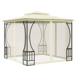 Berkfield Home Gazebo with Nets 300x300x265 cm Cream in Beige - Size: 300 x 300 x 265 cm - thumbnail 3