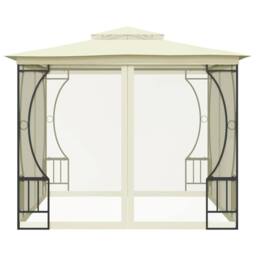 Berkfield Home Gazebo with Nets 300x300x265 cm Cream in Beige - Size: 300 x 300 x 265 cm - thumbnail 4