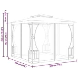 Berkfield Home Gazebo with Nets 300x300x265 cm Cream in Beige - Size: 300 x 300 x 265 cm - thumbnail 7