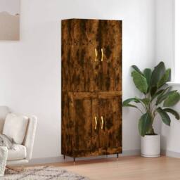 Berkfield Home Highboard Smoked Oak 69.5x34x180 cm Engineered Wood in Brown - thumbnail 2