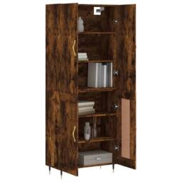 Berkfield Home Highboard Smoked Oak 69.5x34x180 cm Engineered Wood in Brown - thumbnail 1