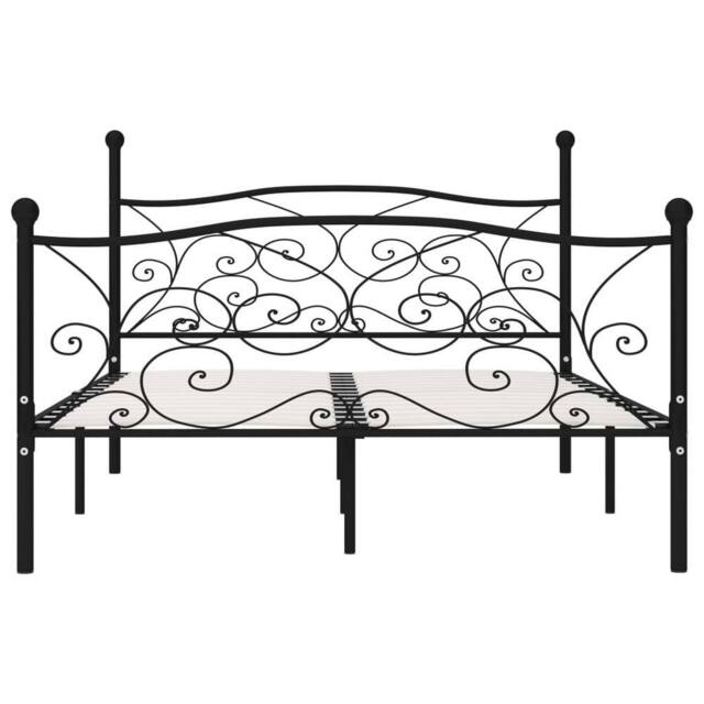 Berkfield Home Elegant Bed Frame with Slatted Base Black Metal 140x200 cm - image 1
