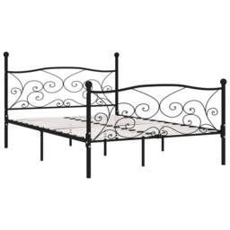 Berkfield Home Elegant Bed Frame with Slatted Base Black Metal 140x200 cm - thumbnail 3