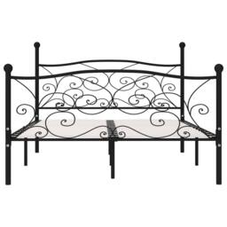 Berkfield Home Elegant Bed Frame with Slatted Base Black Metal 140x200 cm - thumbnail 1