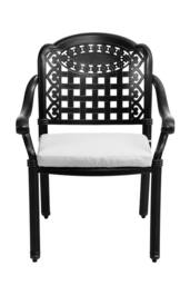 Garden Sanctuary 3-Piece Cast Aluminum Square Outdoor Dining Set in Black - thumbnail 5