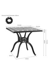 Garden Sanctuary 3-Piece Cast Aluminum Square Outdoor Dining Set in Black - thumbnail 4