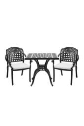 Garden Sanctuary 3-Piece Cast Aluminum Square Outdoor Dining Set in Black - thumbnail 3