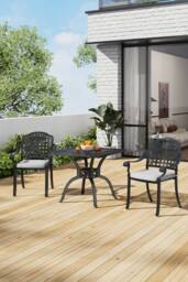 Garden Sanctuary 3-Piece Cast Aluminum Square Outdoor Dining Set in Black - thumbnail 1