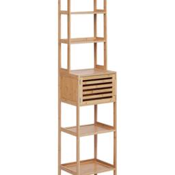 Wyld and Coco Bamboo 6-Shelf Bathroom Unit light brown - W36 x D30 x H160cm - thumbnail 2
