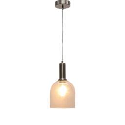 First Choice Lighting Set of 2 Belten - Clear Glass Cloche Satin Nickel Deco Pendants - thumbnail 3