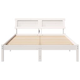 Berkfield Home with LED Strip Lights with Headboard White 140 x 190 cm Solid pine wood - thumbnail 5