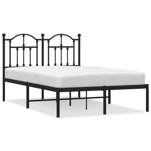 Berkfield Home Metal Bed Frame with Headboard Black 120x190 cm Small Double - image 1
