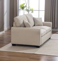 Artemis Home Lewiston Fabric Pull Out Sofabed in Beige - Size: 3 Seater - thumbnail 3