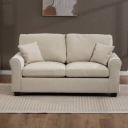 Artemis Home Lewiston Fabric Pull Out Sofabed in Beige - Size: 3 Seater - thumbnail 1