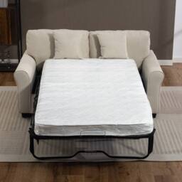 Artemis Home Lewiston Fabric Pull Out Sofabed in Beige - Size: 3 Seater - thumbnail 4
