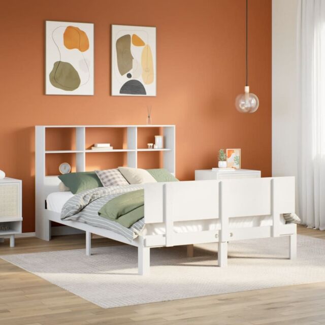 Berkfield Home Bookcase Bed without Mattress White 160x200cm Solid Wood Pine - Size: 160x200 cm - image 1