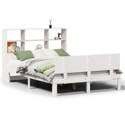 Berkfield Home Bookcase Bed without Mattress White 160x200cm Solid Wood Pine - Size: 160x200 cm - thumbnail 2