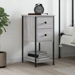 Berkfield Home Durable Bedside Cabinet Grey Sonoma 32x42x70 cm Engineered Wood - Size: 32 x 42 x 70 cm - thumbnail 2
