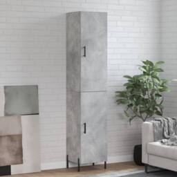 Berkfield Home Highboard Concrete Grey 34.5x34x180 cm Engineered Wood - thumbnail 2