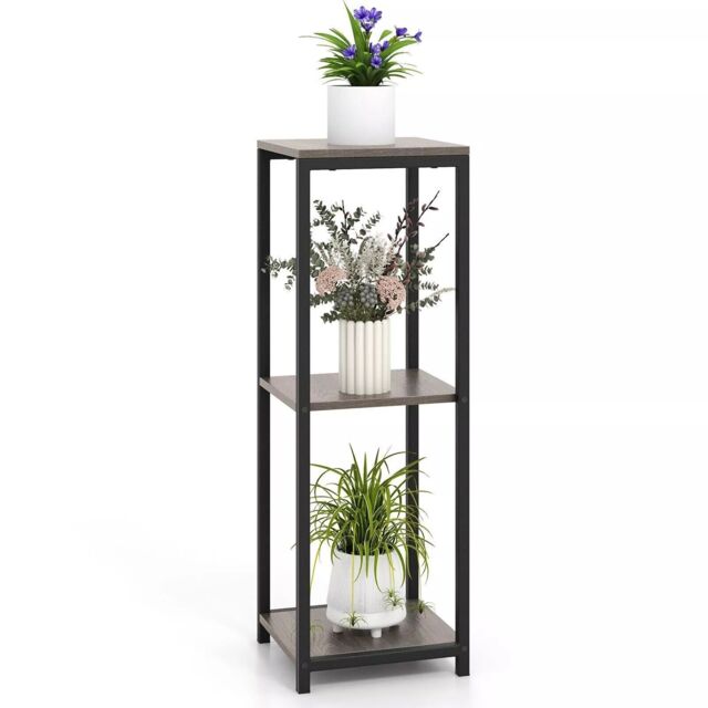 Costway 3 Tier Tall Metal Plant Stand Corner Plant Holder Flower Pot Organizer in Grey - image 1