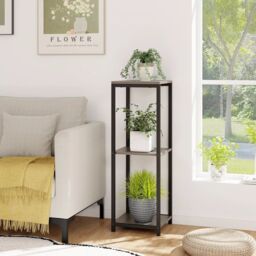 Costway 3 Tier Tall Metal Plant Stand Corner Plant Holder Flower Pot Organizer in Grey - thumbnail 2