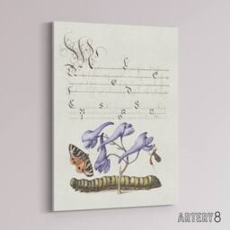 "Artery8 Butterfly Caterpillar & Flower Calligraphy Canvas Wall Art Print in White - Size: W18"" x H24""" - thumbnail 2