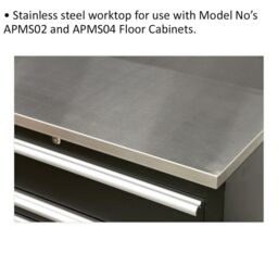 Loops 1550mm Stainless Steel Worktop for ys02602 & ys02604 Modular Floor Cabinets in Metallics - thumbnail 2