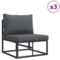 Berkfield Home Garden Sofa Set with Cushion with Pillow 5 pcs Black Aluminium - thumbnail 3