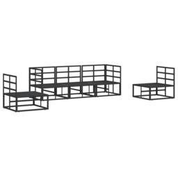 Berkfield Home Garden Sofa Set with Cushion with Pillow 5 pcs Black Aluminium - thumbnail 7