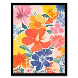 Artery8 Blooming Marvelous By Sofia Francis Geranium Flowers Artwork Colourful Bright & Happy Painting Art Print Framed Poster Wall Decor - thumbnail 1