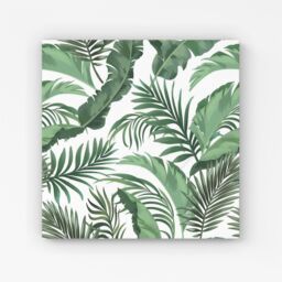 "Warren Reed - Designer Trendy Tropical Leaves Canvas in Green - Size: W16"" x H16""" - thumbnail 1